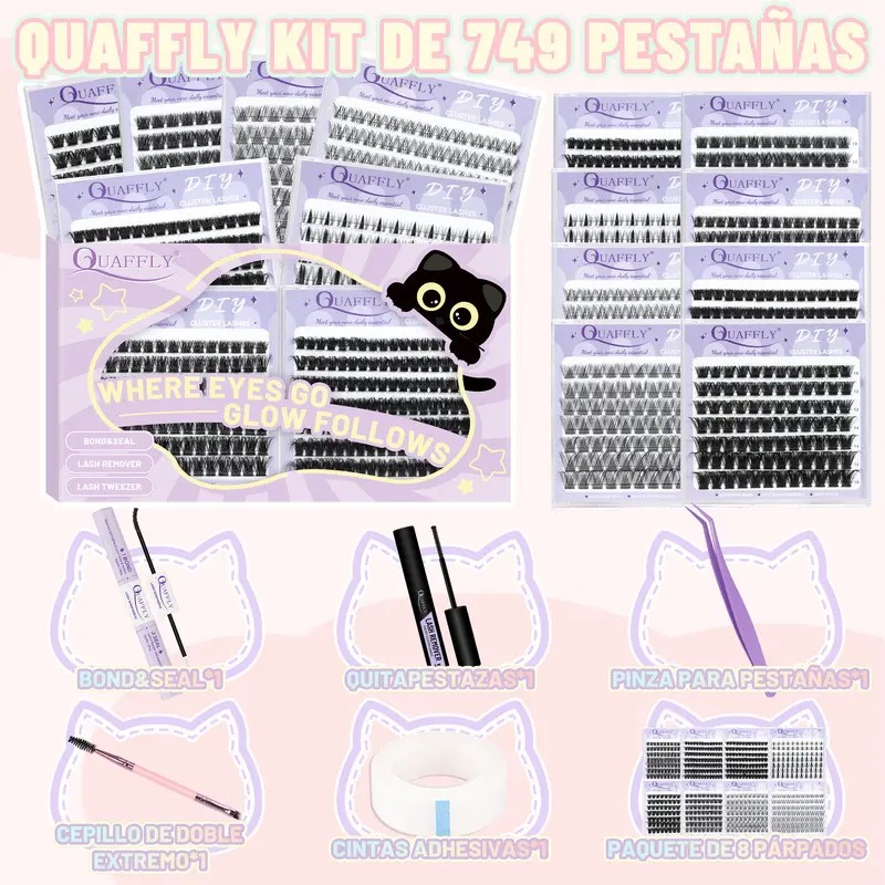 Kit De Extensiones De Pestañas De 8 Estilosgran Capacidad