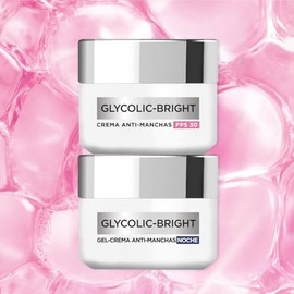 L'Oréal Paris Kit Glycolic Bright: Crema día 50ml + Crema noche 50ml con Melasyl, Ácido Glicólico