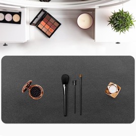 Makeup Mat for Vanity - Waterproof | Oil-Proof | Dust-Resistant | Soft and Comfortable Desk Protection, Ideal for Makeup Tables and Workbenches (15.7"X31.5", Black)