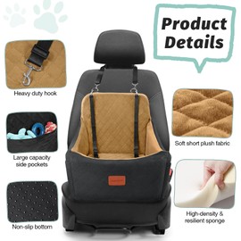 Lealchum Dog Booster Car Seat for Medium Dogs Up to 40lbs Pets,Easy to Install,Fully Detachable and Washable,Anti-Slip Base,Snug Puppy Car Seat with 2 Clip-On Leashes(Black/Coffee,Medium)