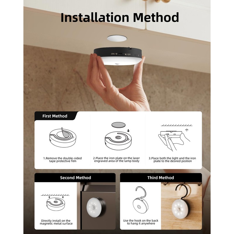 EZVALO Under Cabinet Lighting with Charging Station,1000mAh Rechargeable Puck Lights
