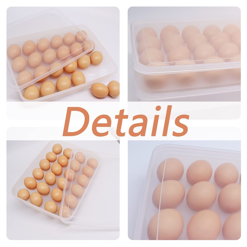 2 Pack Covered Egg Holder,Clear Egg Holder Storage Container,Stackable Plastic