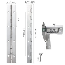 FVSEC 8 Pack 8 Inch Piano Hinge, Heavy Duty Continuous Hinge with Holes for Cabinets Boat Marine Door, 304 Stainless Steel 0.04" Leaf Thickness 1.2'' Open Width …