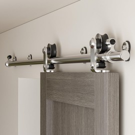 CCJH 9FT/108'' Stainless Steel Sliding Track Barn Door Hardware Kit for Single Door Heavy Duty
