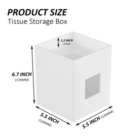 Hongtuocb White Acrylic Tissue Box Cover with Storage Tray,Square Acrylic Tissue Box Holder Napkin Dispenser for Bathroom Kitchen Home Office(White, 5.5x5.5x6.7)