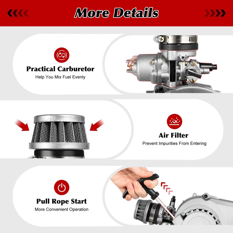 JAYGOVAN 49cc 50cc 2 Stroke Racing Engine Motor, Gasoline Engine
