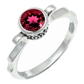 JEWELSTREZORO Rubyllit im Labor gezüchtet Edelstein Band Ring 925 Sterling Silber Ring Männer & Frauen Band Ring Alle Größen Band Ring TSR1232AQ_28 (74 (23.6))