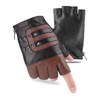 FIORETTO Mens Genuine Leather Fingerless Gloves Unlined Half Finger Punk