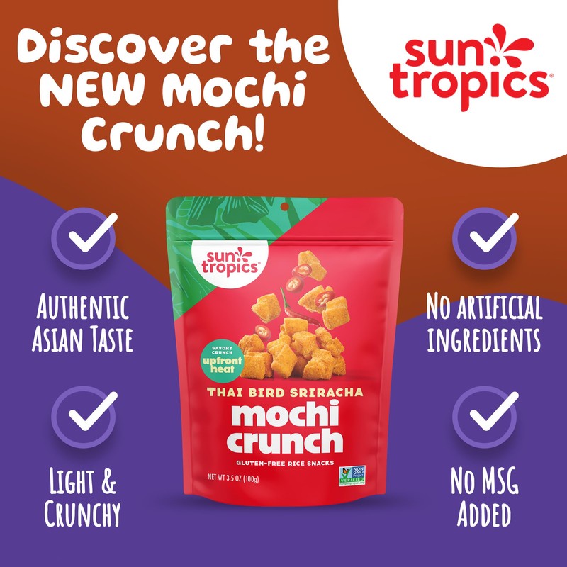Sun Tropics Mochi Snack Bites, Thai Bird Sriracha Flavor- 3.5