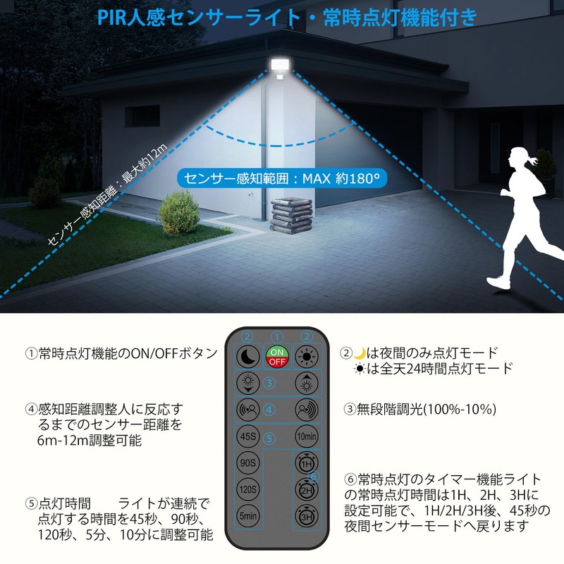 CLY Sensor Light, Outdoor Motion Sensor Light, LED Floodlight, 60W,