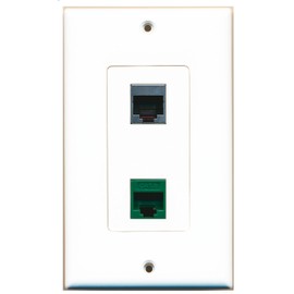 RiteAV 1 Port Cat6 Ethernet Green 1 Port RJ45 Shielded Wall Plate Oversized Jumbo MIDI