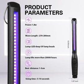 UV Light Sanitizer, Portable UV Light Disinfection Lamp USB Rechargeable Ultraviolet Light Sanitizer for Home Hotel Travel Car Kills 99% of Germs Viruses & Bacteria UV light Sanitizer Wand 1 Pack