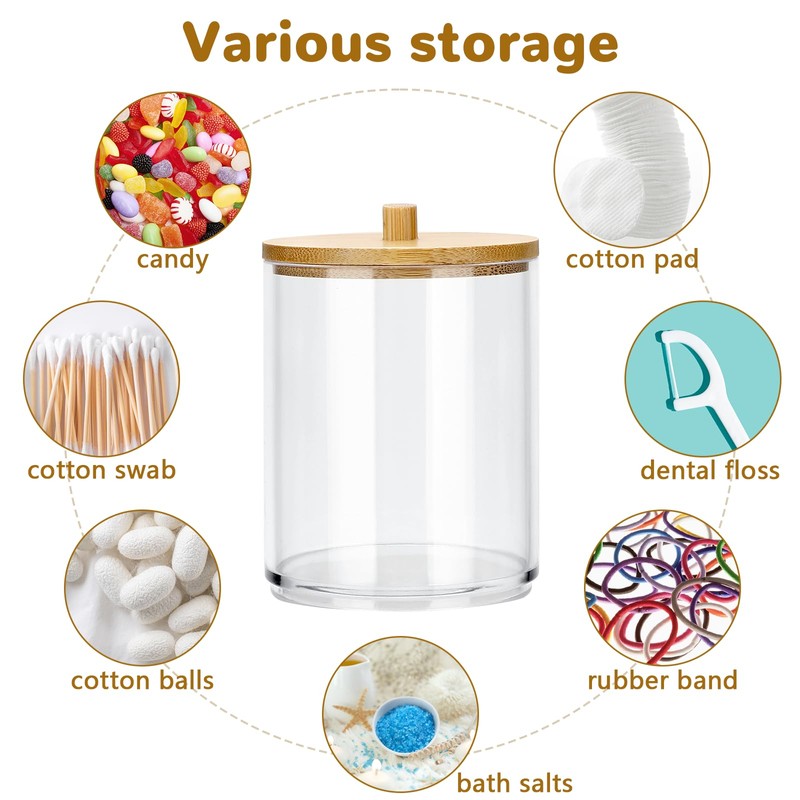 Gowkeey Pack of 4 Cotton Buds Container, Acrylic Cotton Pads