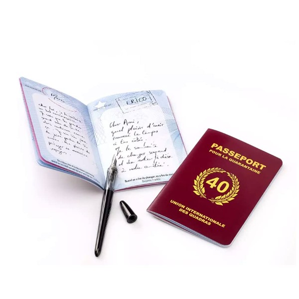 Cadeau Anniversaire 40 ans Femme Homme - Passeport pour la Quarantaine - Carte Anniversaire - Décoration Anniversaire 40 ans- Idée Cadeau Original - Un vrai faux passeport comme Livre d'Or
