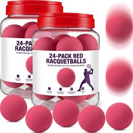 Arrowbash 24 Pack Racquetballs Bulk 2 Jugs Rubber Racquetball 2.17 Inch High Bounce Small Racquet Ball for Indoor Sports Training, Dog Catching Balls for Fetch, Office Stress Relief, Court Game (Red)