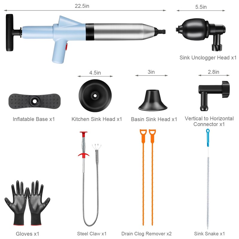 WOHPW Toilet Plunger, High Pressure Toilet Plunger Toilet Auger Air