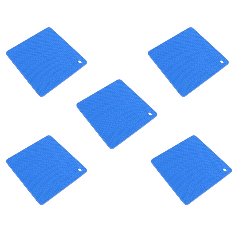 5pcs Silicone Pot Holders Mat Heat Resistant Anti Slip Square