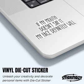 (3Pcs) If My Mouth Doesn't Say It My Face Definitely Will Sticker Sarcasm Waterproof Vinyl Sticker Laptop, Water Bottles, Phone, Kindle Merchandise Decor Decal Gifts for Her Him 3 Inches