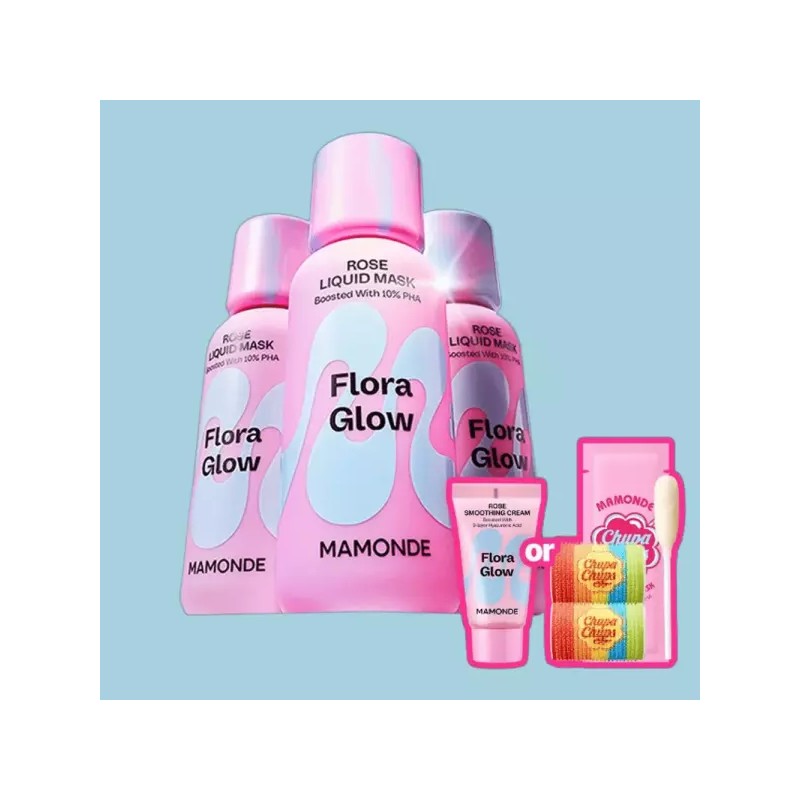 Mamonde 마몽드 플로라 글로우 로즈 리퀴드 마스크 80ml +볼마스크+헤어롤 [[결광화잘먹]