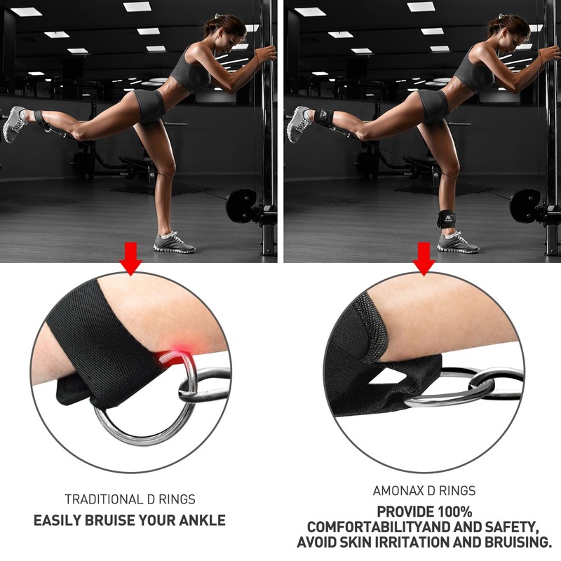 Amonax Ankle Straps for Cable Machines - Ankle Cuffs Cable