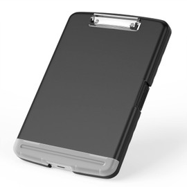 Rimilak Plastic Clipboard with Storage, 8.5 x 11 High Capacity Folio Nursing Case with Pen Holder, Size 14.2 x 9.6 x 1.2″ Folder Side-Opening for Classroom, Teacher, Student, Smooth Writing, Black