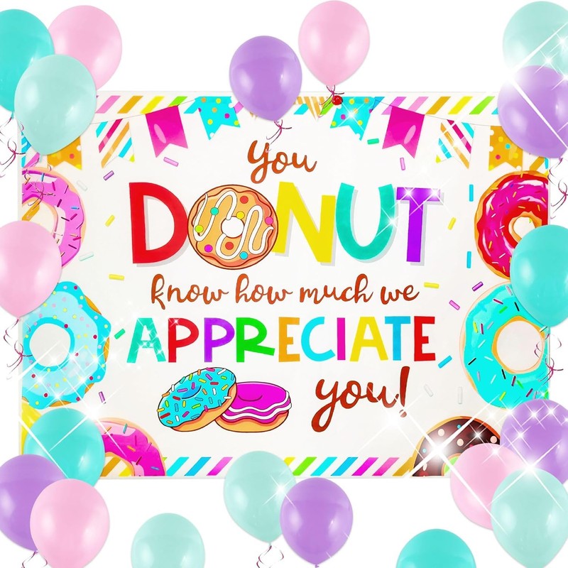 Donut Forget Us Backdrop for Going Away Farewell Retirement Party