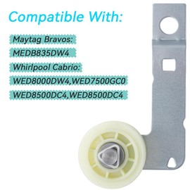 Dyer Idler Pulley for Maytag Bravos MEDB835DW4/3, MEDB765FW0 Whirlpool Cabrio WED8000DW4/3, WED7500GC0, WED8500DC4, WED8300SW2, WED5800BW0, WED5600XW0, WED5500XW0, MEDE300VW1, MED6230HW3 Replacement.