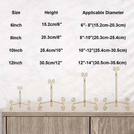 QIMOND Plate Holder Display Stand, 12 Inch Plate Stands for Display Large Platter, Gold Iron Plate Easel for Photos, Picture Frames, Cookbooks, Card and Decorative Plates(2PACK)