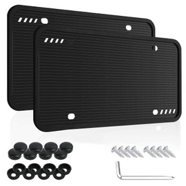 KITCHEN CHOICE Marco de Matrícula,2 Pack Porta Placas de Silicona para Auto,Antióxido,Antivibración,Resistente a la Intemperie,Universal Soportes para MatríCula con Accesorios de Montaje