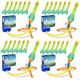 Banvih 4-Pack Rocket Launcher for Kids – 24 Foam Rockets, Launch Up to 120+ ft, Outdoor Toys for Ages 3-8+, Summer Yard Games, Birthday Party Gift for Toddlers & Boys