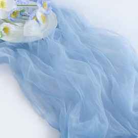 Dust Blue Cheesecloth Table Runner, 10Ft Rustic Blue Gauze Table Runner 63*120inch Boho Table Runner for Wedding Bridal Shower Baby Shower Table Centerpiece Decorations