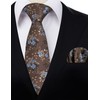 Alizeal Mens Floral Patterned Necktie with Pocket Square for Formal