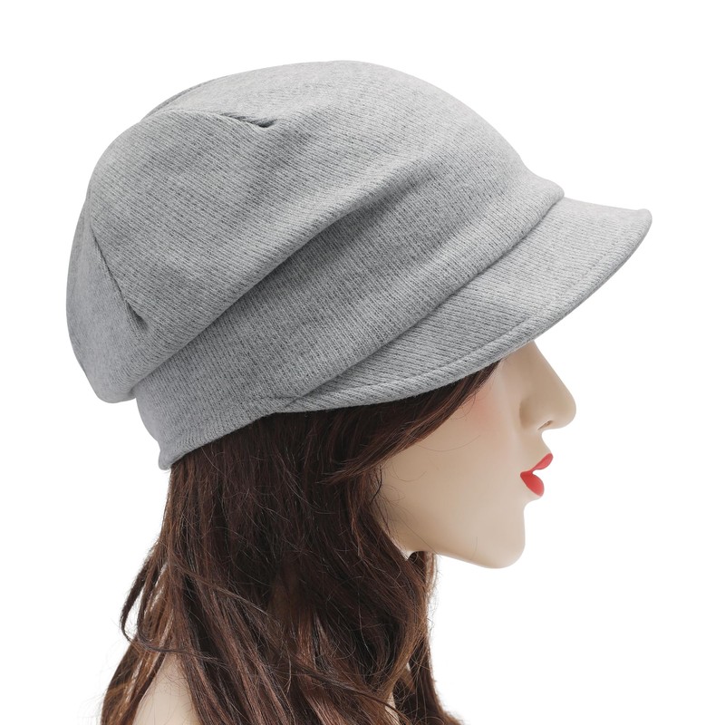 ZLYC Women Slouchy Beanie with Short Visor Brim Double Layer