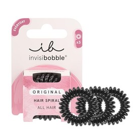 invisibobble Original Hair Scrunchie True Black I 3 x Spiral Hair Bobbles Black for Girls, Women and Men I Strong Hold & Gentle on Hair I The Original, Designed in the Heart of Munich, 1 Piece (Pack of 3)