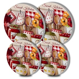 Rustic Farmhouse Electric Stove Burner Covers，4 Pack Round Stove Burner Covers，8 Inches and 10 Inches，Gas Stove Burner Covers,Metal Stove Burner Cover，Sweet Kitchen Restaurant Decorative,Kitchen Decor