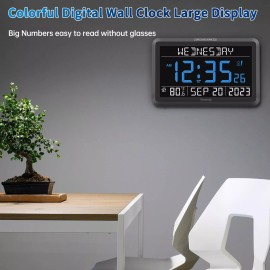 DreamSky Digital Clock with Date and Day of Week for Seniors - Colorful Large Display ...