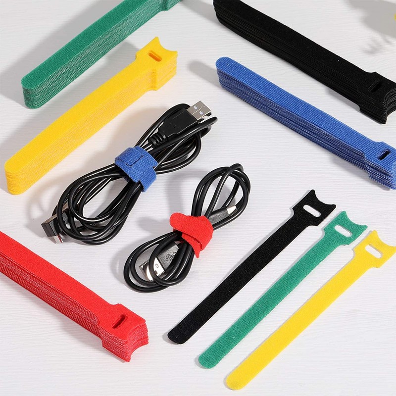 30PCS Adjustable Reusable Cable Ties Straps 12mmx150mm Hook and Loop