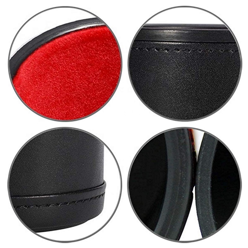 Black PU Leather Red Felt Lined Dice Cup with Ivory