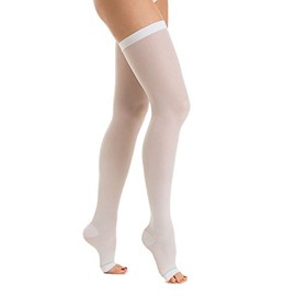 RelaxSan Antitrombosis M0370A (1 Par - Blanco, XXL) medias largas con blonda punta abierta antiembólicas para reposo K1 compresión graduada 18-23 mmHg