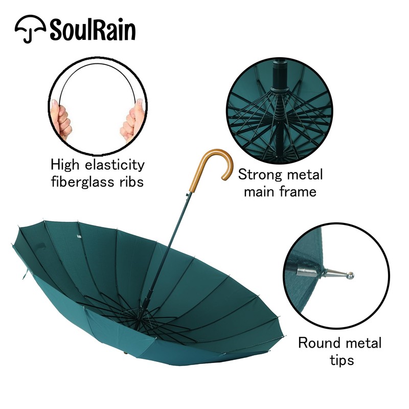 SoulRain 16 Ribs 48" Stick Umbrella Auto Open Solid Color