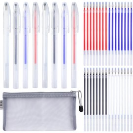4 Colors Heat Erasable Fabric Pen Set, 8PCS Heat Erase Pen Shells with 40PCS Refills and 1Pcs Pen Storage Bag, Fabric Marking Pens for Sewing, Quilting, Leather, Dressmaker, Cloth