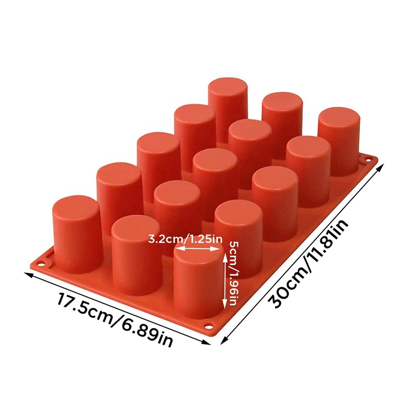 TOPYS 15 Cavities Cylindrical Fondant Silicone Mold DIY Cylinder Pastry