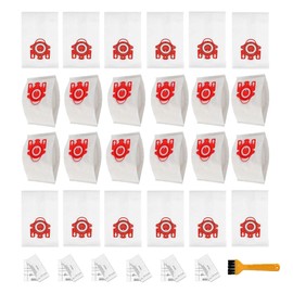 24 Pack 3D Airclean Vacuum Bag Replacement for Miele FJM Vacuum Compact C2 Compact C1 Complete C1 S241 S290 S300i S500 S700 S4 S6 Series With 6 Motor Protection Filters 6 AirClean