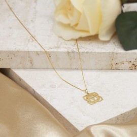 CARISSIMA Women's 9ct Yellow Gold 14.5mm x 21mm Root Chakra Pendant on 9ct Yellow Gold 25 Diamond Cut Curb Chain 46cm/18"