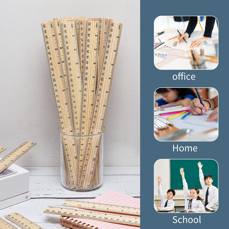 10 Pack Wooden Ruler 12 Inch Rulers Bulk Wood Measuring