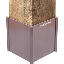 Post Shields 4x4 Post Protector - Fits Standard 3.5"x3.5" Wood or Metal Posts - 4in High - Easy Install, No Tools - Protects Mailbox, Deck and Fence Posts from Lawn Maintenance Equipment Damage