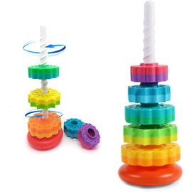 LimCryspp Rotating Rainbow Stacking Toy for Toddlers, Suitable for 1-3 Years Old, 6-12 Months Old Baby Stacking Toy, Birthday Girls and Boys, Brain Development Learning Toy