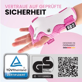99FLIPS Knee Pads for Children from 3 Years, Children's Ice Skate Protectors, Set of 6, Flash, XS Pink, Gift, for Girls from 6 Years