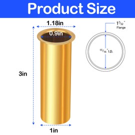Brass Drain Tube, 3 x 1 Inches Boat Drain Plug Tube, Livewell Overflow Drain Tube for Transom, Motorwell, Splashwell, Livewell or Baitwell Installation - 3 Pack