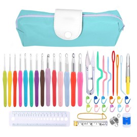 40 Pack Crochet Hooks Set, 14 Size (2mm-10mm) Ergonomic Soft Grip Handles Crochet With Storage Bag, Crochet Starter Kit for Beginners and Lovers